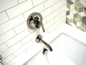 subway tile and custom tile work in shower